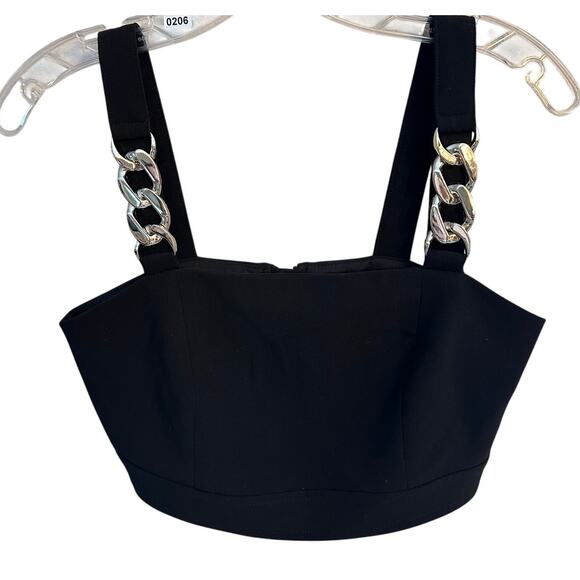 The One by Lichi German Atelier Black & Silver Chain Strap Crop Top - Size XS - Picture 1 of 2